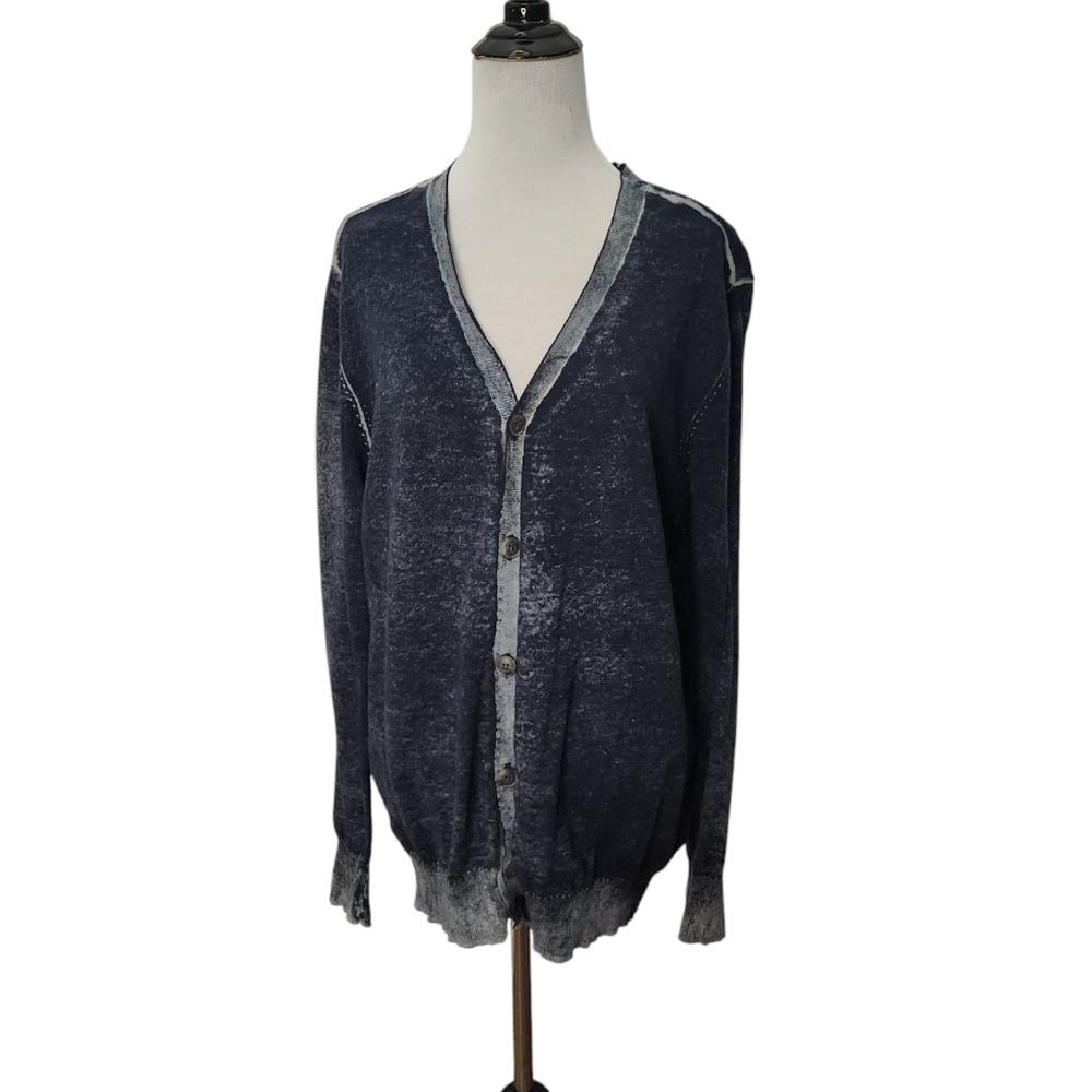Modern Fit JF J. Ferrar Long Sleeve Soft Cardigan Blue Fade Edges ‎ Size Medium